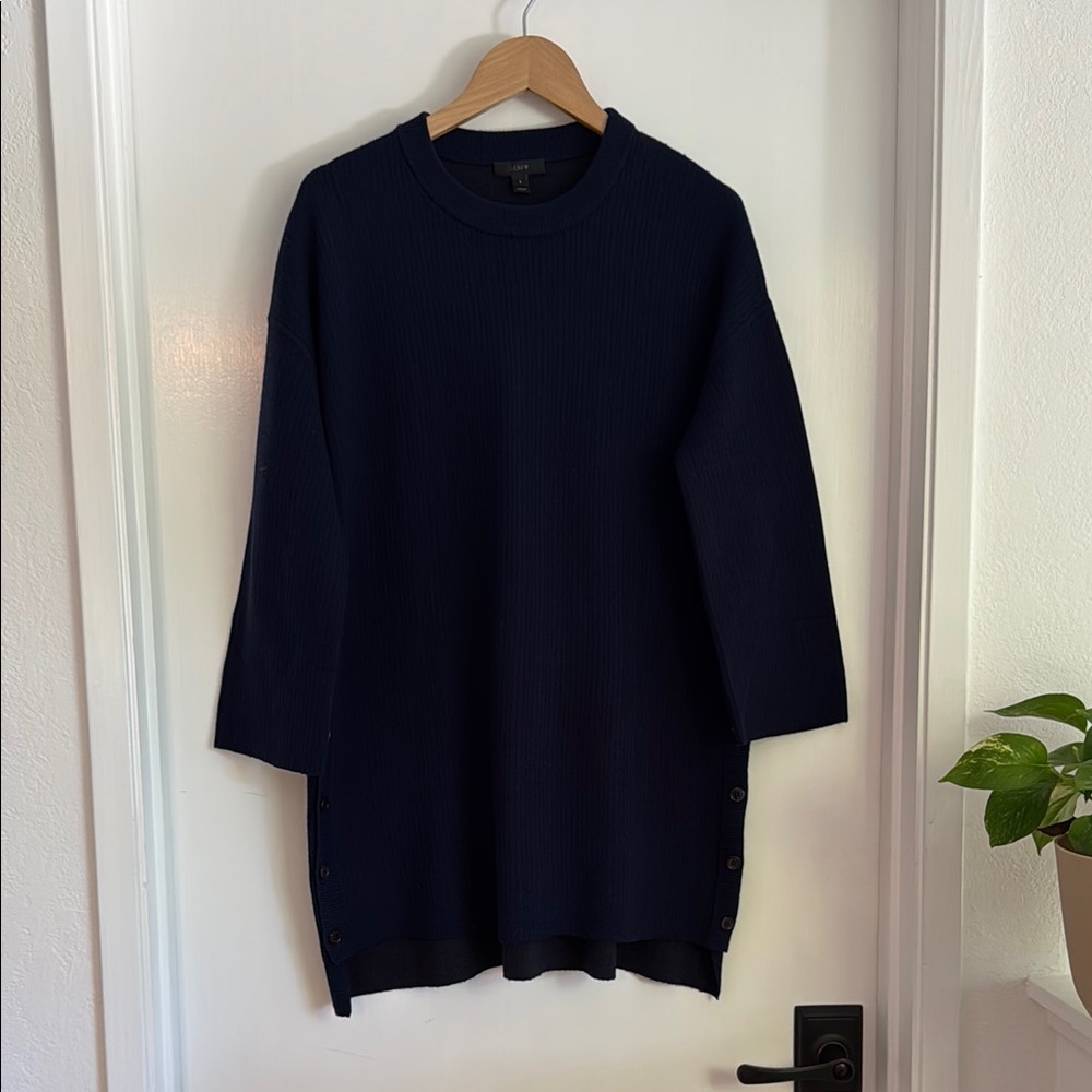 J. Crew Merino Cotton Button Tunic Sweater G1288